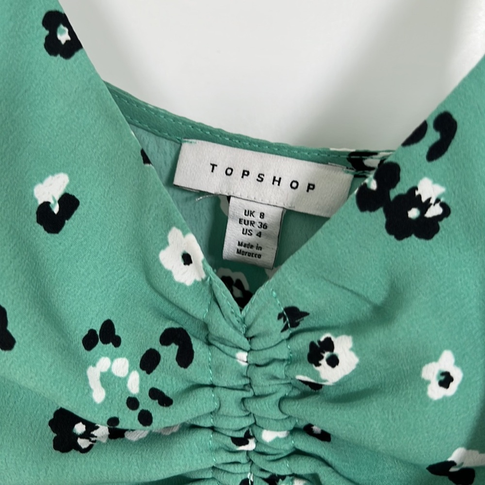 Top Shop Green Floral Dress US 4 - Picture 4 of 5